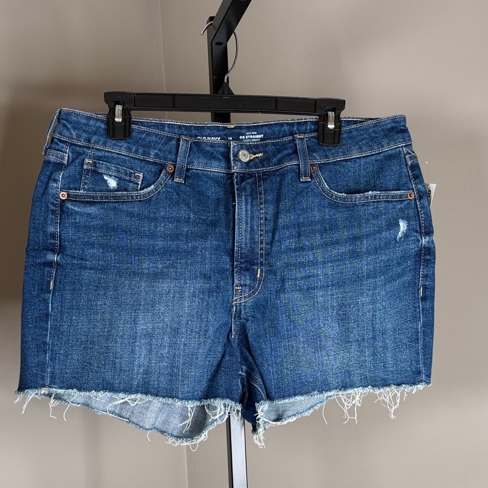 Old Navy OG Straight Dark Blue Jean Shorts Size 14